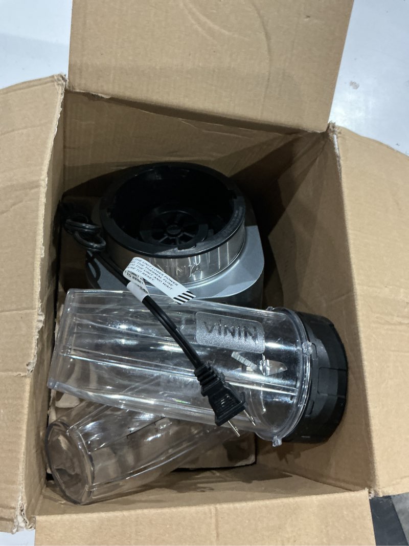 Condition photo showing As Is for ninja nutri-blender pro with auto-iq | for smoothies, shakes, frozen drinks, salsa, dips | (2) 24-oz. to-go cups & spout lids | 1100-peak-watt | silver | bn401 auto blend