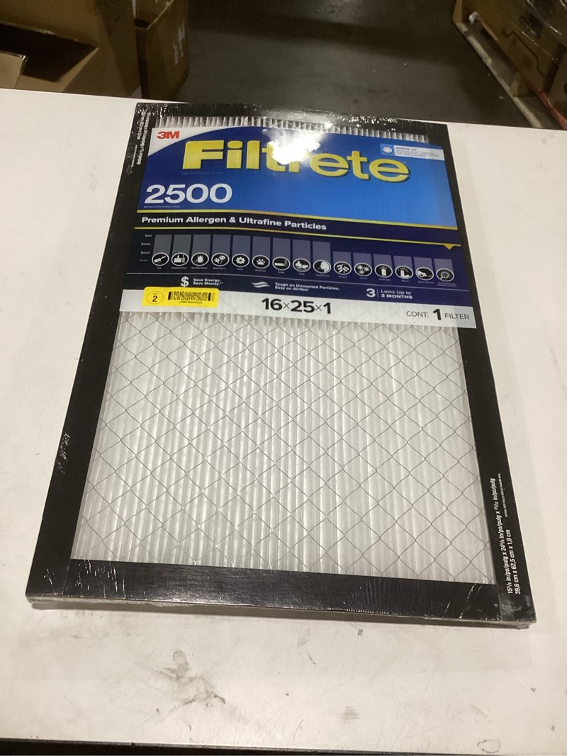 Condition photo showing Good Condition for Filtrete 16 x 25 x 1 MERV 14 2500 MPR 2500 MPR Premium Allergen and Ultrafine Particle Electrostatic pleated Air Filter 