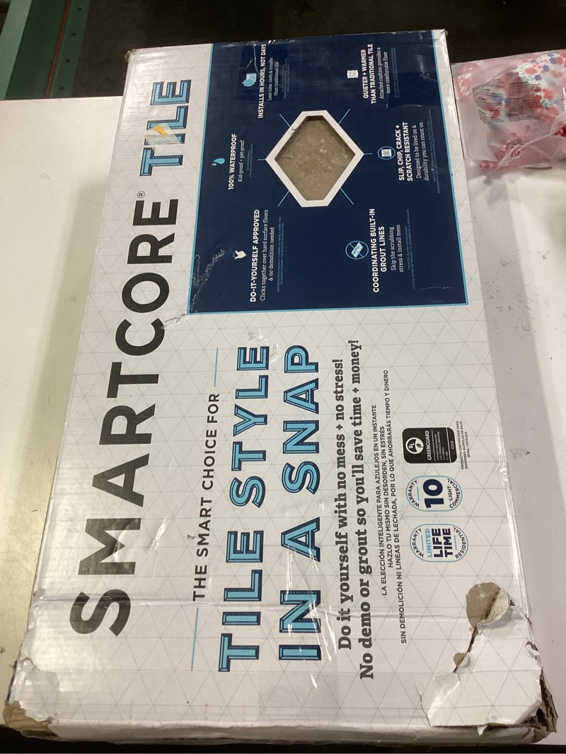 Condition photo showing New/Like New for smartcore palisade stone brown stone look 1-mil x 12-in w x 24-in l waterproof interlocking luxury vinyl tile flooring (15.5-sq ft/ carton)