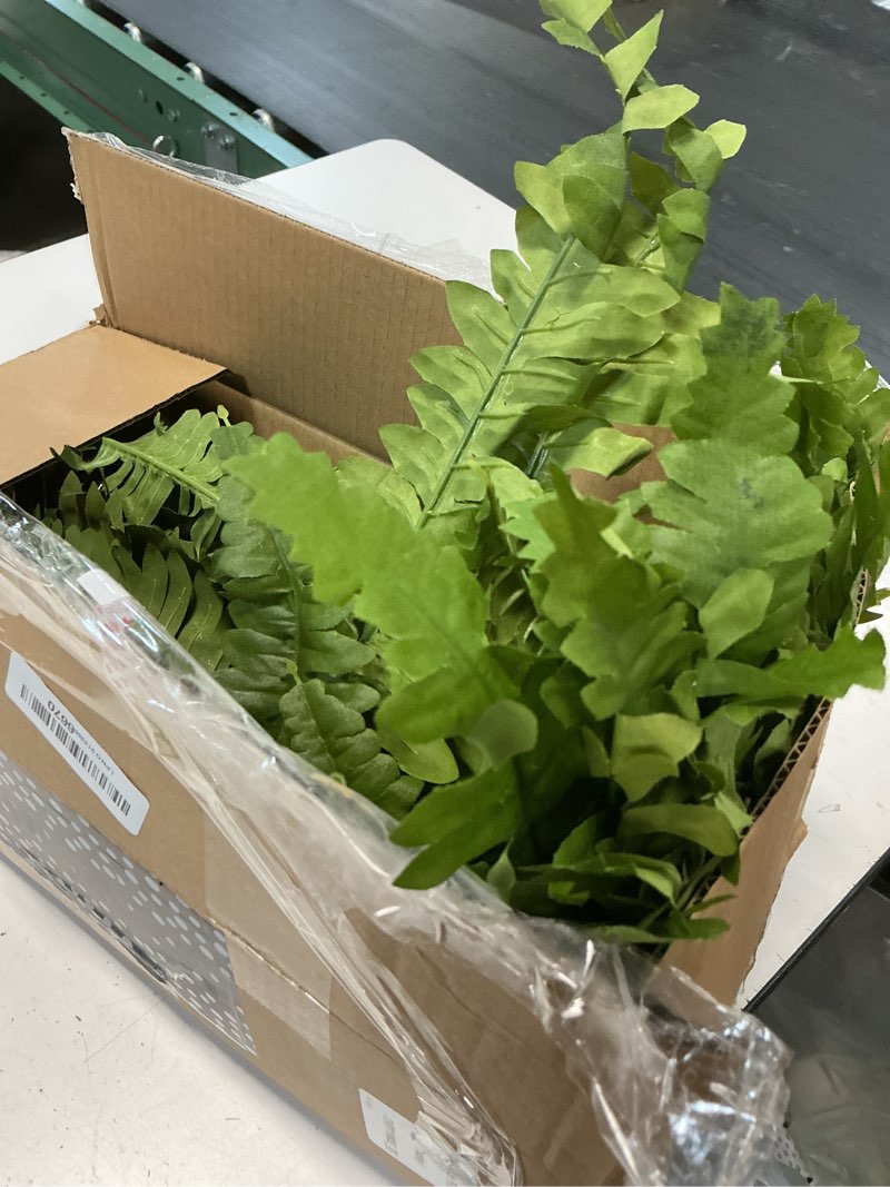 Condition photo showing Good Condition for 50" fake ferns artificial plants large, 98 fronds artificial ferns for outdoors and indoors, suitable for planter garden porch office decor
