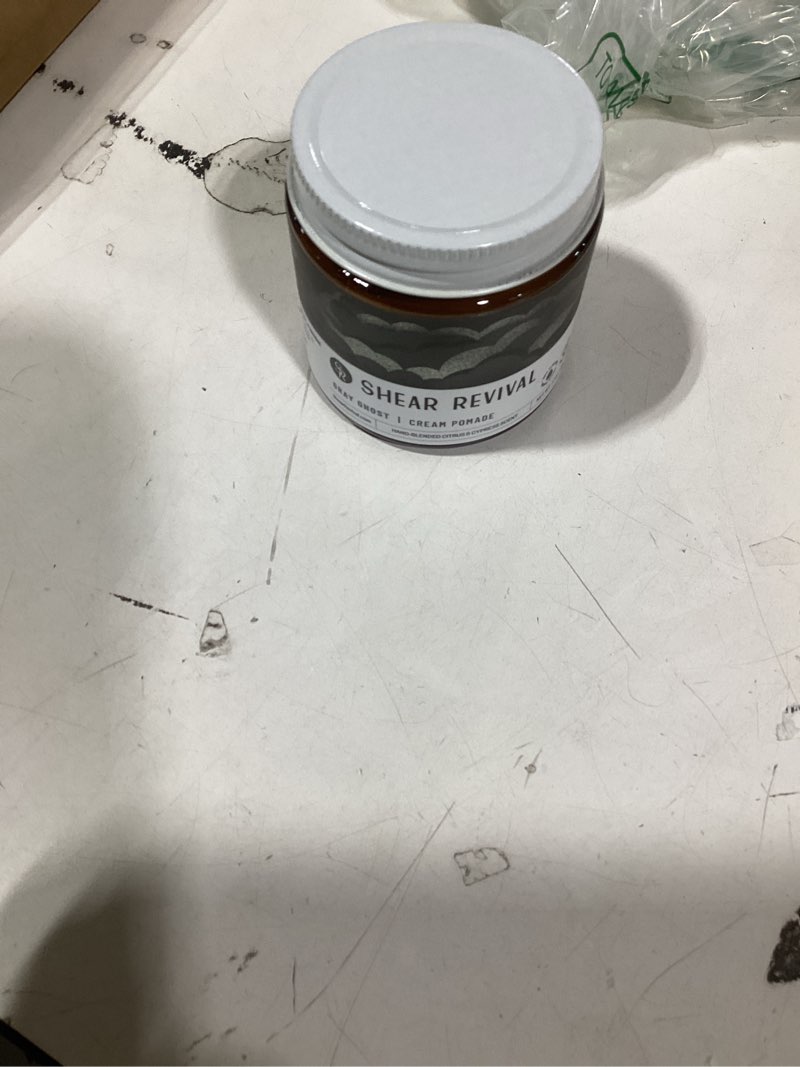 Condition photo showing As Is for Shear Revival Gray Ghost | Matte Finish Hair Pomade for Men, Strong Hold Styling Cream with Sunflower Oil, Rice Bran Wax & Aloe Leaf Juice, Notes of Citrus & Cypress, 3.4oz