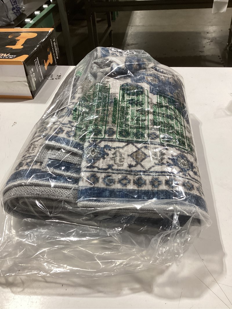 Condition photo showing Good Condition for hallway washable runner rug - 2x10 kitchen rugs entryway rug runner vintage soft floor mat non slip indoor farmhouse carpet for bathroom living room bedroom (2 x 10, blue) 2' x 10' (rectangular) blue