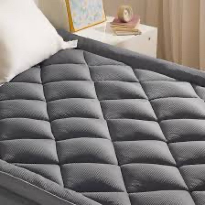 sleep zone mattress topper queen size, extra thick fitted mattress pad for back pain, plush and supp