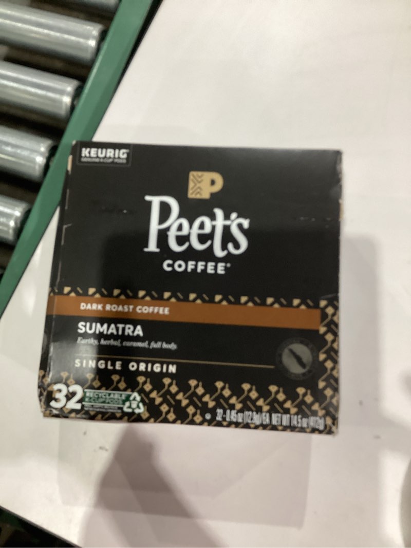 Condition photo showing New/Like New for Peet's Coffee, Dark Roast Single Serve Coffee Pods - Single Origin Sumatra 32 Count (1 Box of 32 Pods) Single Origin Sumatra 32 Count (Pack of 1)