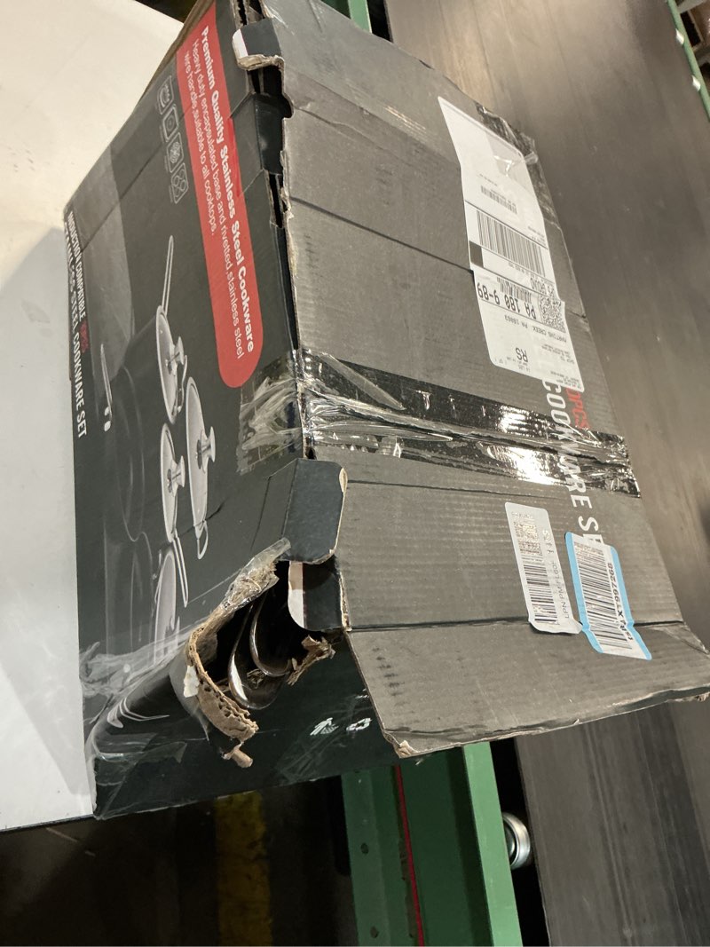 Condition photo showing As Is for Aufranc 10-Piece Pots and Pans Set, Stainless Steel Cookware Set- Includes Ergonomic Handle Saucepans, Skillets, Dutch Oven, Stockpot, Steamer & More - Premium Pots and Pans for Home Chefs 10-PCS