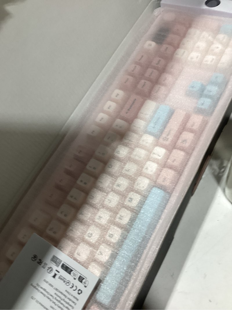 Condition photo showing New/Like New for epomaker aula s102 pro membrane gaming keyboard with tft screen, volume knob & number pad, bt/2.4g/usb, rgb backlit, creamy silicone structure, silent keyboard for pc game/office (pink)