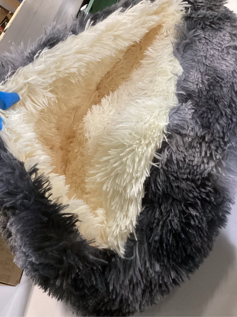 Condition photo showing Good Condition for NOYAL Round Hooded Donut Dog Bed for Small & Medium Pets - Plush Fluffy Anti-Anxiety Cat Cave Bed with Cover Small 19.6'' Bandhnu Dark grey