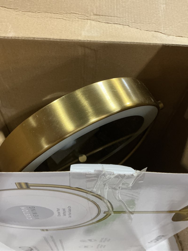 Condition photo showing Good Condition for conair lighted makeup mirror, double-sided led vanity mirror with 1x/10x magnification, 3 light settings, 3 modes, 360° rotation, brushed brass finish brushes brass 16"l x 10.3"w