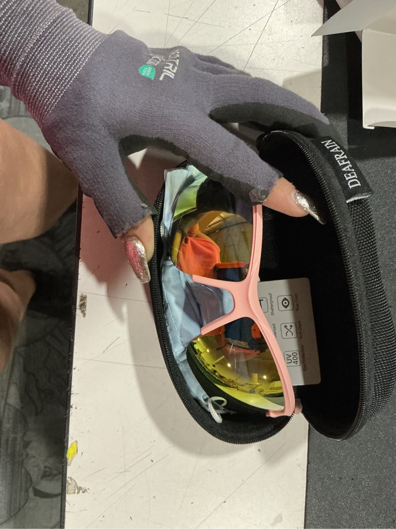 Condition photo showing Good Condition for deafrain polarized sports sunglasses uv protection for men women size m l | tr90 unbreakable frame, ideal for golf running cycling baseball softball matte pink/white frame/pink revo lens 79 millimeters