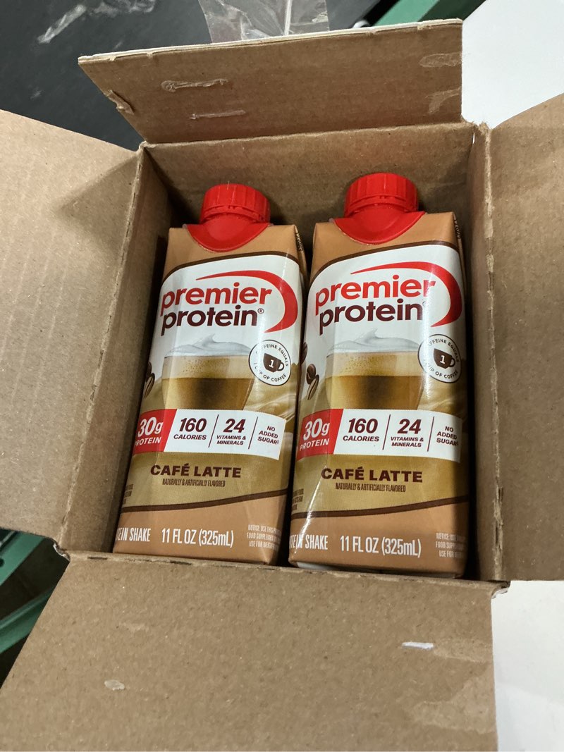 Condition photo showing Good Condition for (best by 02/mar 2027) premier protein shake, café latte with caffeine for energy – 30g protein, no added sugar, 24 vitamins & minerals to support immune health, 11 fl oz, 12 pack café latte with caffeine 11 fl oz (pack of 12)