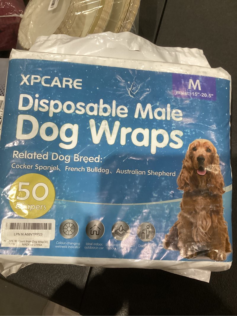 Condition photo showing New/Like New for XPCARE 50 Count Disposable Male Dog Diapers, Male Dog Wraps,Super Absorbent Leak-Proof Fit (Medium)