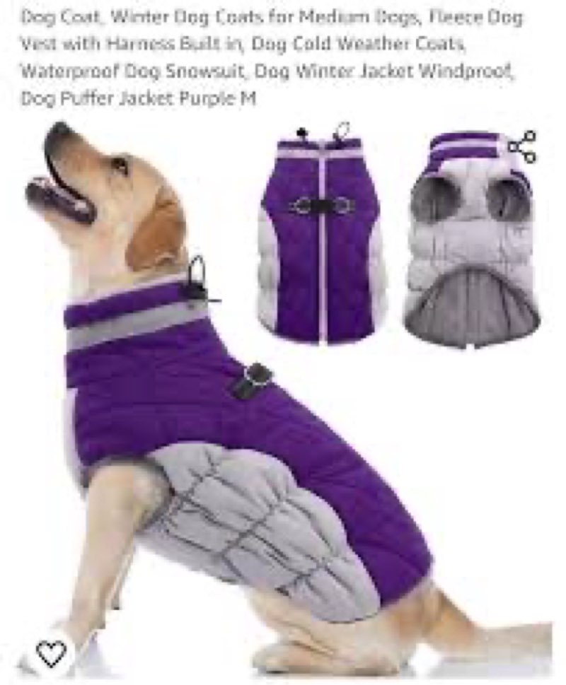 FUAMEY Dog Winter Jackets for Large Dogs,Dog Coat with Harness Built in,Waterproof Dogs Snowsuits Wa