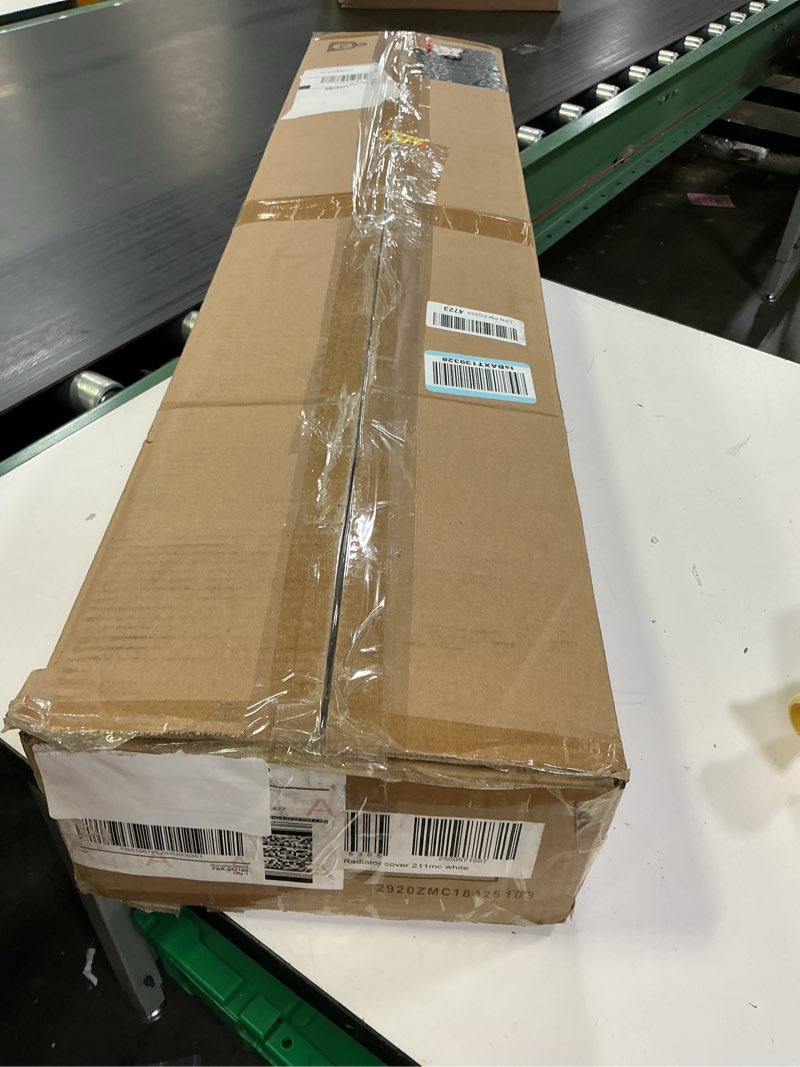 Condition photo showing Good Condition for vidaxl radiator cover cabinet, decorative heater protector for home, childproof baseboard & electric eating, mdf construction with water-based lacquer finish, 67.7 x 7.5 x 31.9, white 112.0 x 19.1 x 81.5 cm white