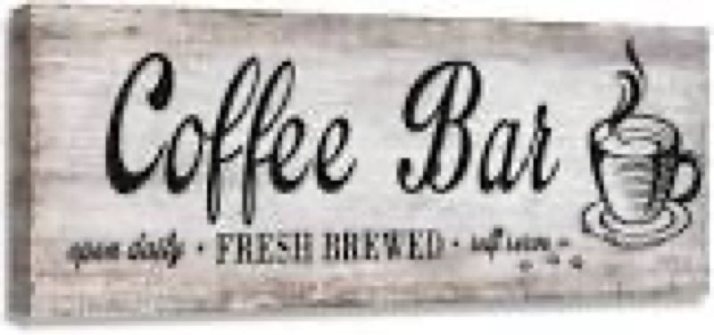 Rustic Wood Grain Coffee Station Decor - Retro Coffee Bar Signs for Kitchen - Self Serve Fresh Brewe