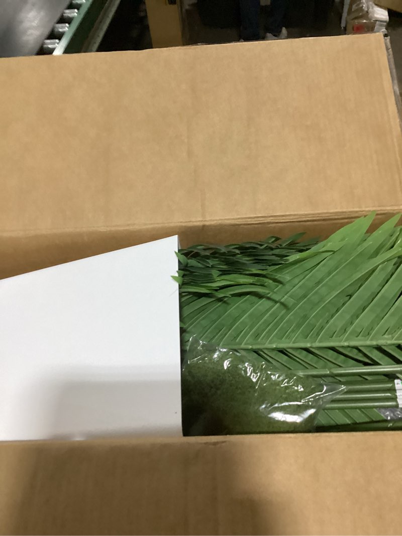 Condition photo showing New/Like New for 6FT Artificial Palm Tree, Tall Faux Palm Tree Indoor with Fake Plants Tall, Artificial Plants with Lifelike Leaves for Home Office Decor (White) 6ft White