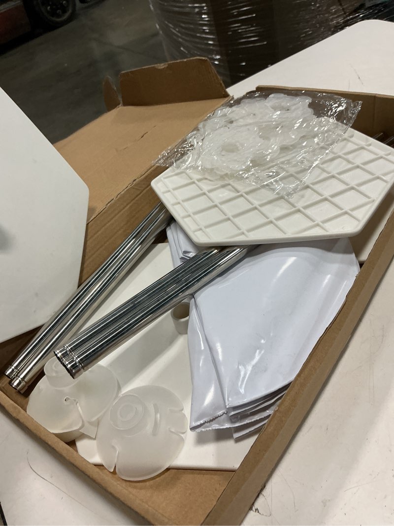 Condition photo showing As Is for Balloon Stand Set of 4, Reusable Metal Balloon Column Stand Kits, 7FT Adjustable Telescopin for Floor, Balloon Tower for Graduation, Birthday, Kids' Party, Party Decorations Balloon Stand 4