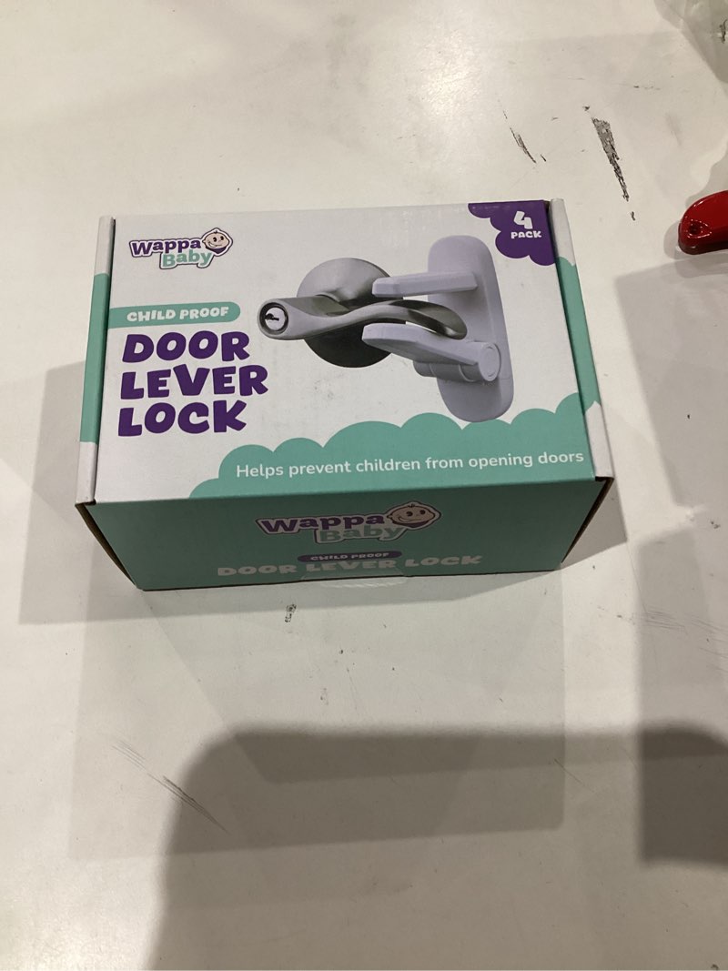 Condition photo showing New/Like New for Door Lever Locks (4 Pack) - Prevents Toddlers from Opening Doors - Durable ABS with 3M Adhesive - Easy One-Hand Operation for Adults, No Tools Needed White 4