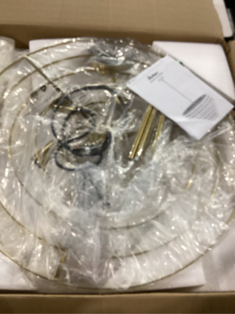Condition photo showing New/Like New for wellmet capiz shell chandelier, 6 lights gold coastal chandeliers for dining room, modern pendant lighting fixtures with seashell shade for bedroom living room hallway foyer, w-23.62”