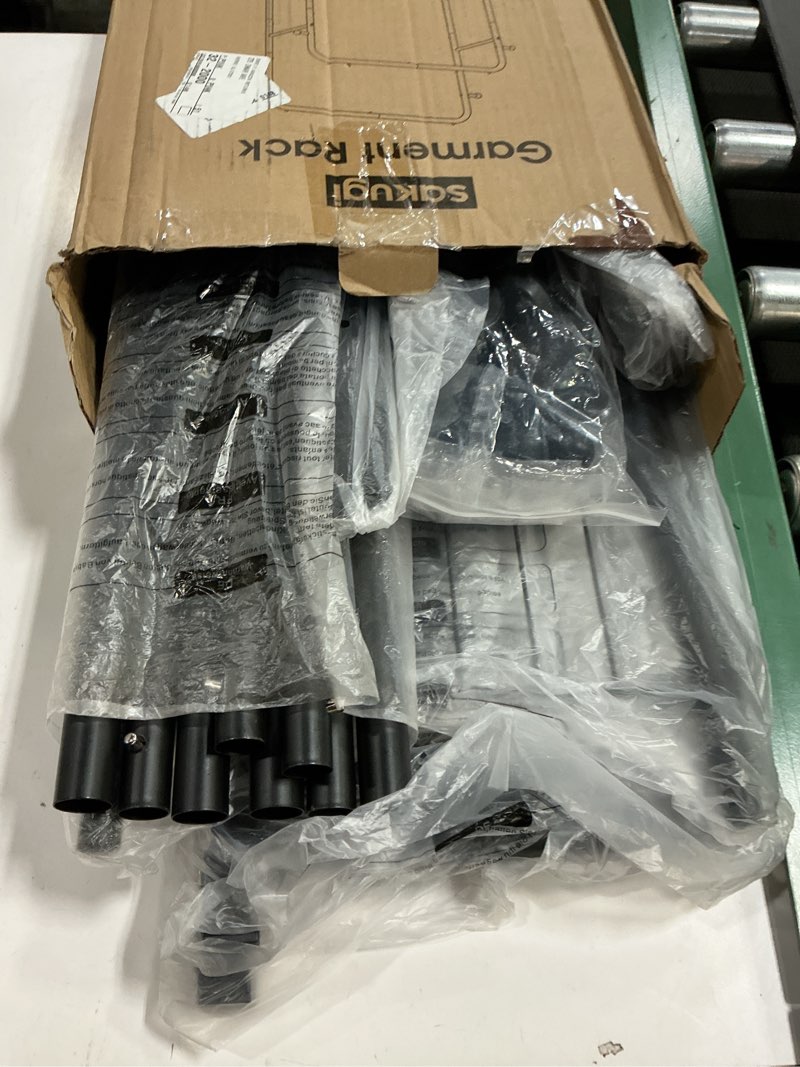 Condition photo showing New/Like New for Clothes Rack - Double Rods Clothing Rack with Mesh Shelf, Hooks & Wheels, Metal Clothing Racks for Hanging Clothes & Bags, Multifunctional Garment Rack for Laundry, Black, 28.7" x 16.5" x 59.1" Black Large 28.7"W x 16.5"D x 59.1"H