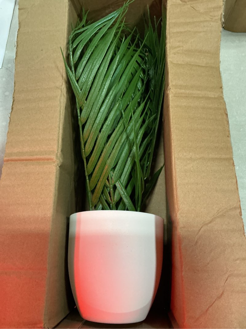 Condition photo showing Good Condition for briful fake plant 15’’ artificial palm plant in white pot real touch faux tropical palm tree houseplant for home indoor living room tabletop balcony decorations