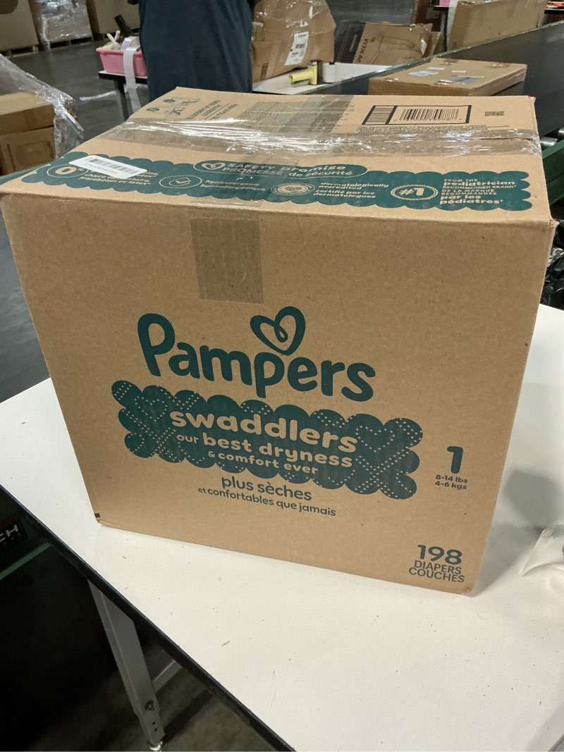 Condition photo showing New/Like New for Pampers Swaddlers Diapers, Size 1 (8-14 lbs), 198 Count, Absorbent, Keeps Baby Dry and Comfortable, Skin Safe Disposable Baby Diaper (Packaging May Vary) Size 1 198