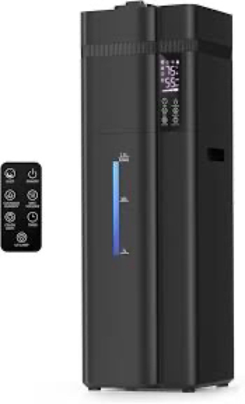 13l/3.43gal humidifier large room, 800ft² coverage, 100h runtime, auto humidity control, top fill, h