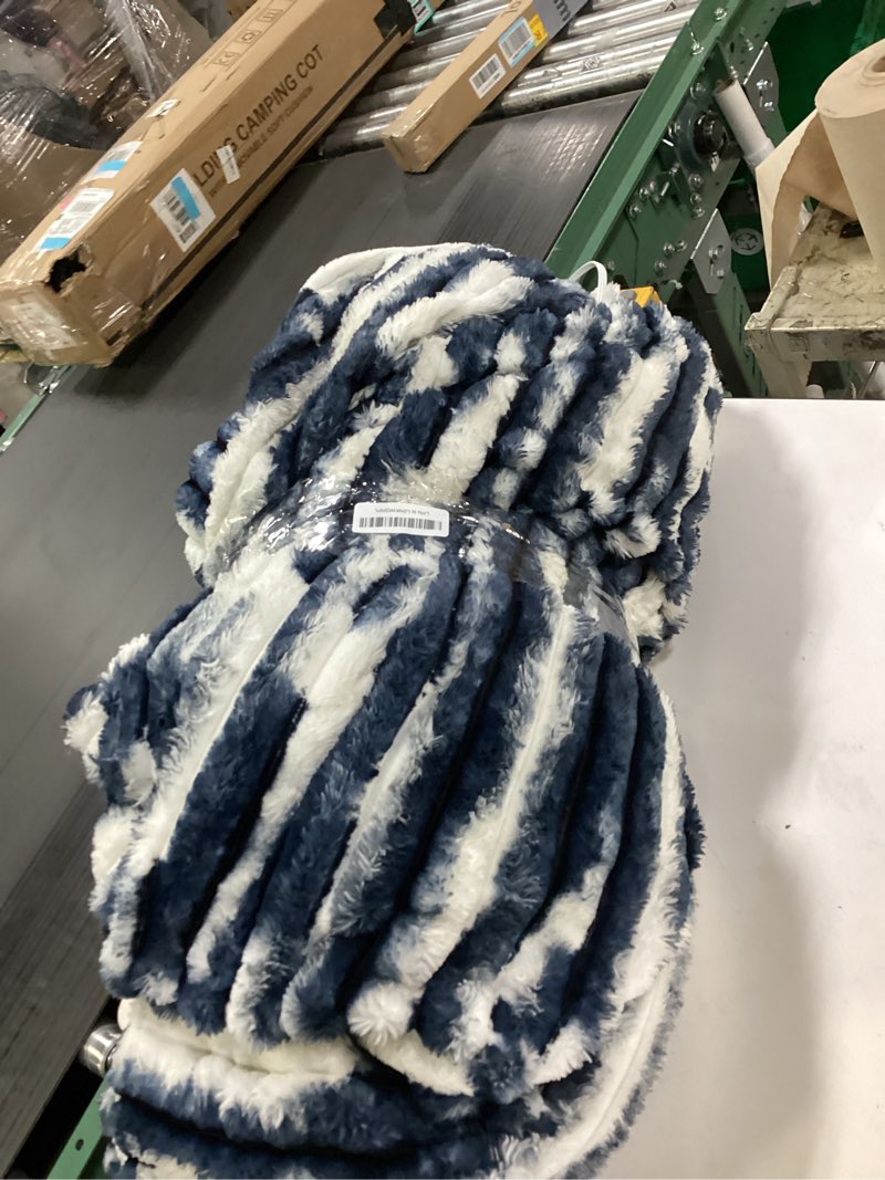 Condition photo showing New/Like New for Heated Blanket Queen - 84"x90" Dual Control Bed Electric Blankets with 6 Heating Levels & 10 Hours Auto Off, Soft Ribbed Faux Fur Sherpa, Over-Heated Protection ETL, Navy Blue Navy Blue Printed Queen 84"x90"