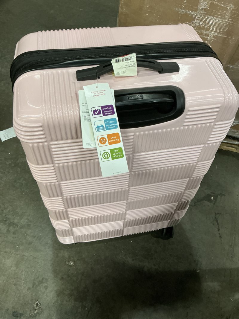 Condition photo showing Good Condition for american tourister nxt hardside large checked spinner suitcase - pink