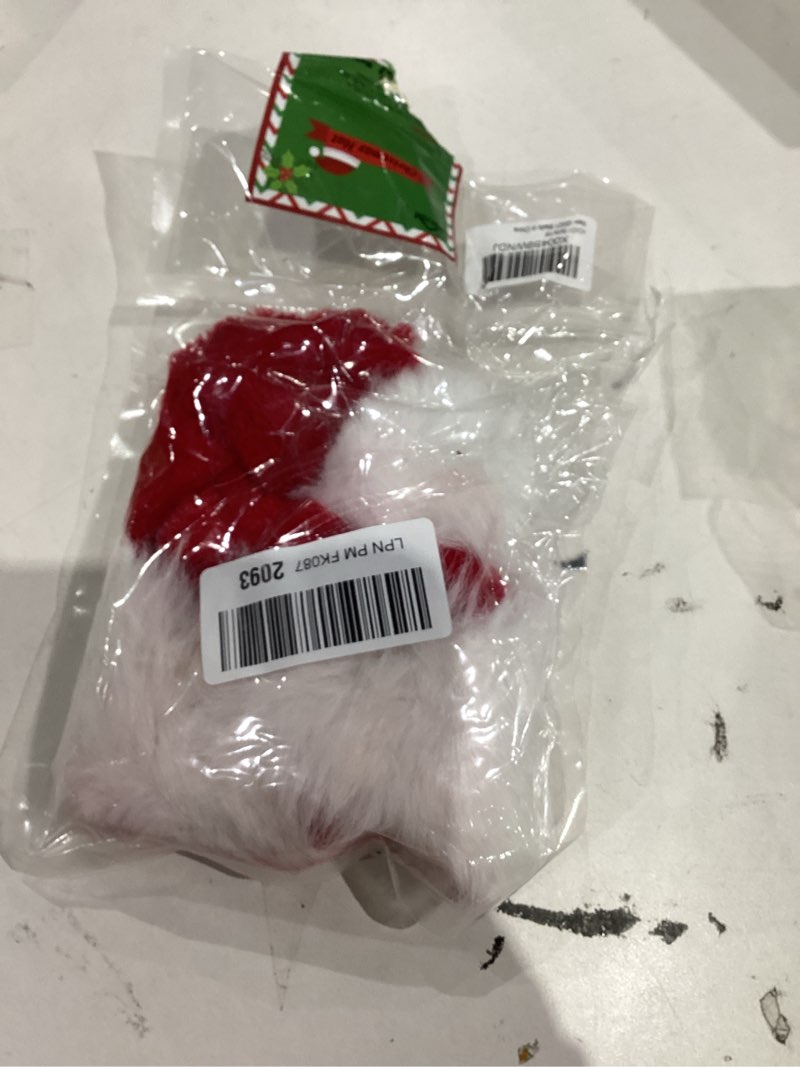 Condition photo showing As Is for Baby Santa Hat for Newborns – Soft Red Faux Fur Christmas Cap, Classic Holiday Santa Claus Hat for Boys & Girls, Photo Prop & Party Costume