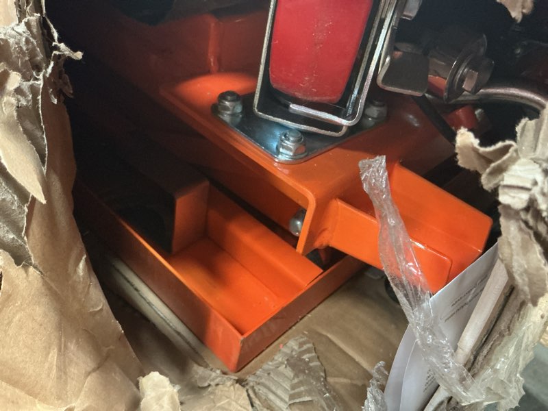 Condition photo showing As Is for VEVOR Hydraulic Lift Table Cart, 330lbs Load Capacity 50 Inch Lifting Height, Manual Single Scissor Lift Table with Non-Slip Pad and 4 Wheels, Alloy Steel, Orange Orange 330lbs Double Scissor