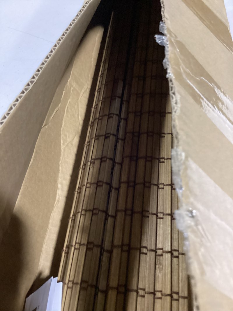 Condition photo showing Good Condition for cordless bamboo roman shades for windows, blinds size (34.5" w ×48" h) colour (highfield teak) highfield teak 34.5" w × 48" h
