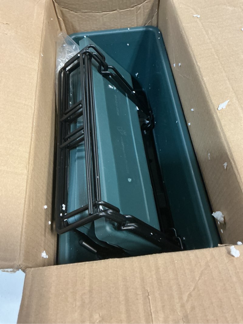 Condition photo showing As Is for HAITRAL Railing Planter Boxes (16.9 Inch, 4 Pack) Green Plastic Deck Rail Planter for Outdoor Plants, Hanging Window Boxes Planter with Drainage Tray for Over Rail Porch Fence,Balcony & Home Decor