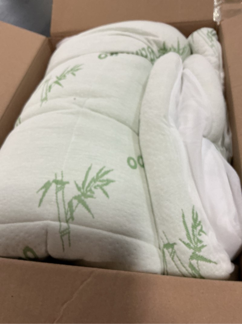 Condition photo showing As Is for ultra soft twin xl size mattress topper - viscose made from bamboo pillow top mattress pad for back pain relief - naturally cooling for hot sleepers, green green twin xl