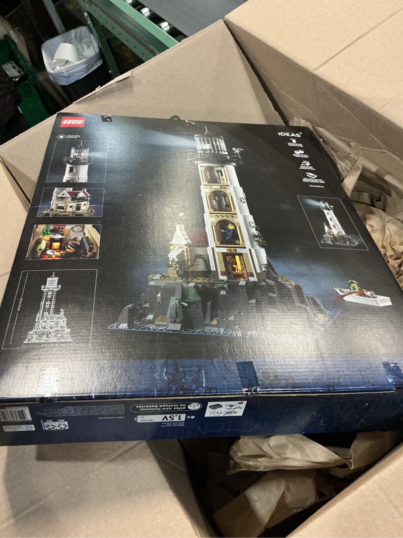 Condition photo showing New/Like New for LEGO Ideas Motorized Lighthouse 21335 Adult Model Building Kit, Complete with Rotating Lights, Quaint Cottage and a Mysterious Cave, Creative Gift Idea