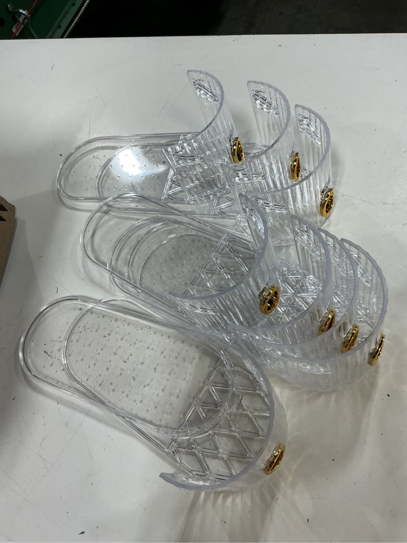 Condition photo showing As Is for shoe slots organizer double layer transparent adjustable shoe rack shoe slot organizer, suitable for storing flat and high heels (color : clear, size : 10pcs)