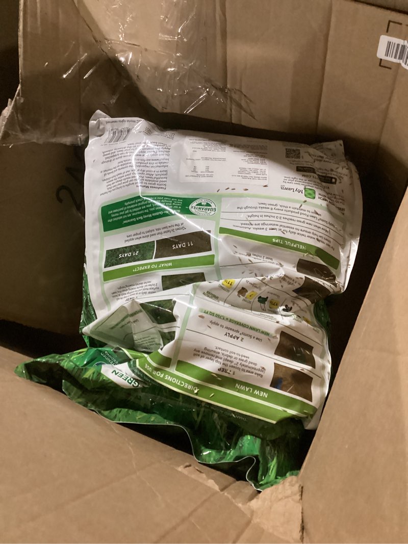 Condition photo showing As Is for scotts turf builder rapid grass tall fescue mix - combination grass seed and fertilizer for lawns, lawn seed that grows in just weeks, 16 lbs. 16 lb.
