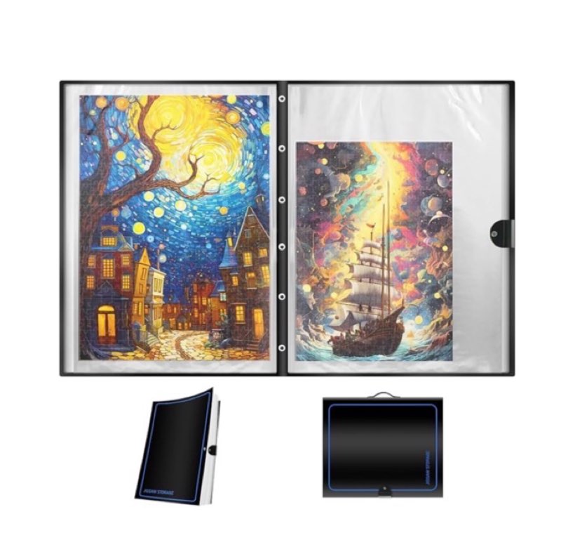 all4jig extra large 1000-1500 puzzle storage folder binder keeper for jigsaw enthusiasts - space-saving organizer, holds 20 puzzles, 31.1x25.59 inches, hd film pockets birthday gifts for mom &grandma