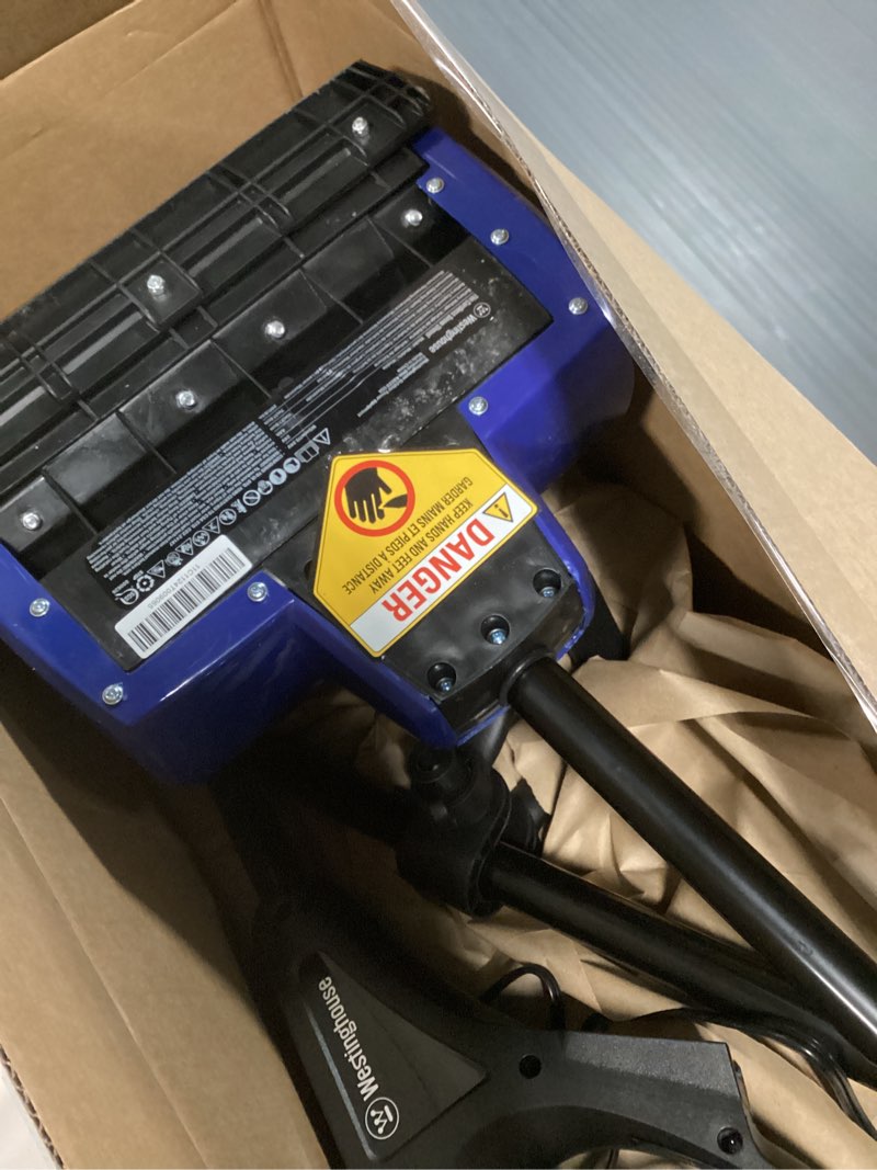 Condition photo showing As Is for Similar Electric Cordless Snow Shovel, 14.4-Inch | 24V | 5.0Ah Brushless Cordless Snow Blower with Battery and Charger, 26ft Throwing Distance, 5000RPM/Min, Snow Removal for Driveway/Steps/Patio/Sidewalk Blue