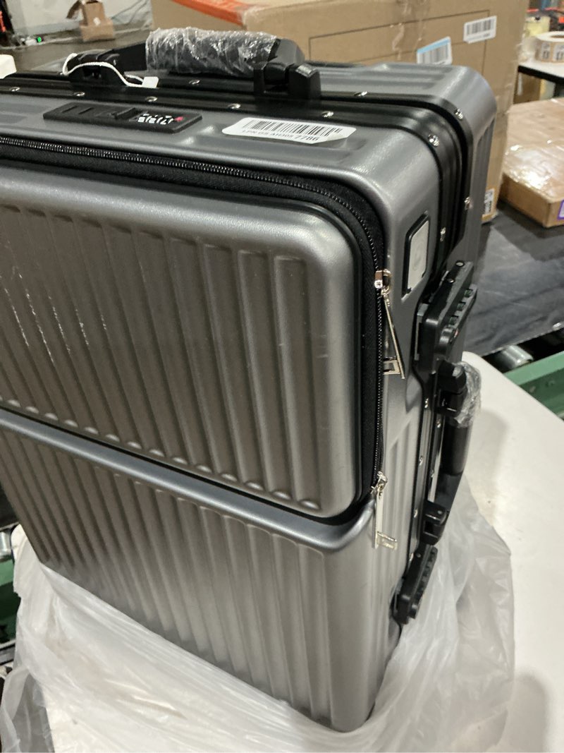 Condition photo showing As Is for carry on suitcase zipperless luggage,polycarbonate aluminum hard shell,