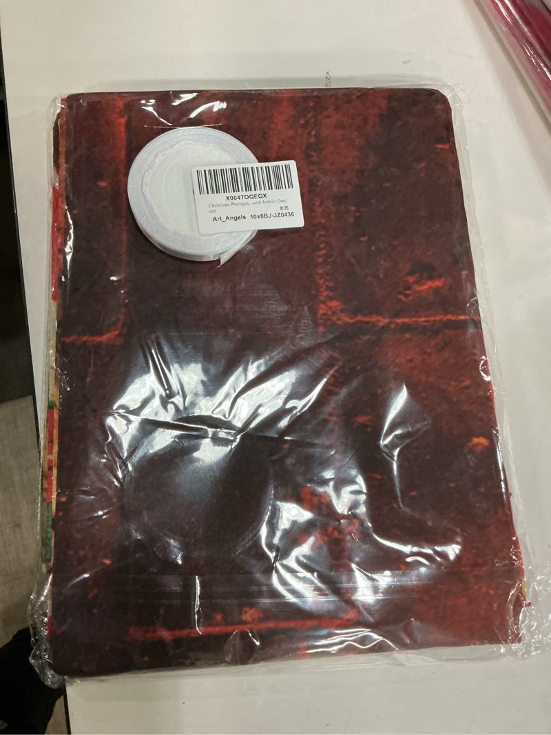 Condition photo showing New/Like New for Art_Angels Christmas Fireplace Backdrop for Photography 10x8 FT Xmas Fireplace Gifts Box Backdrops Decoration Holiday Party Decor Photoshoot Props Background New Year for Baby Kids Family