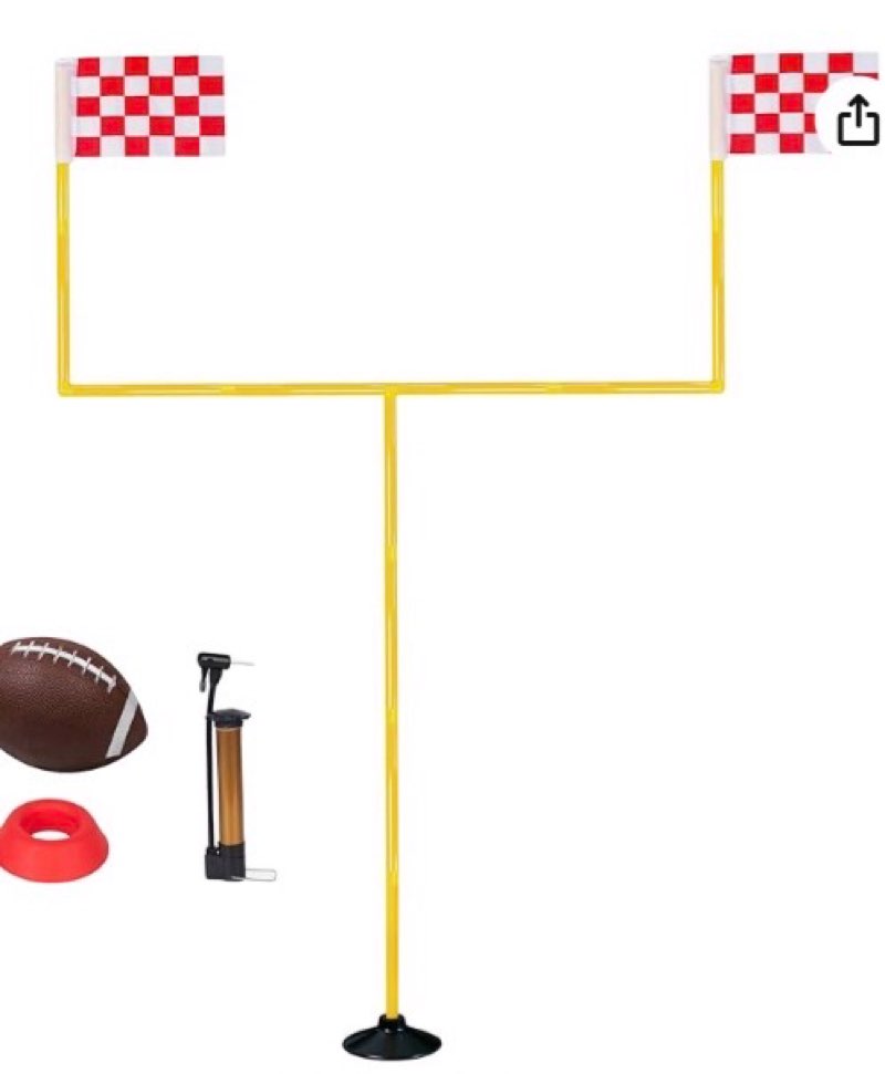 Football Field Goal Post-6 ft x 4 ft Portable with Kicker Stand,Football and Pump-Backyard Kicking Field Goal Post for Kids/Youth/Adults-(2ft-6ft in Height)