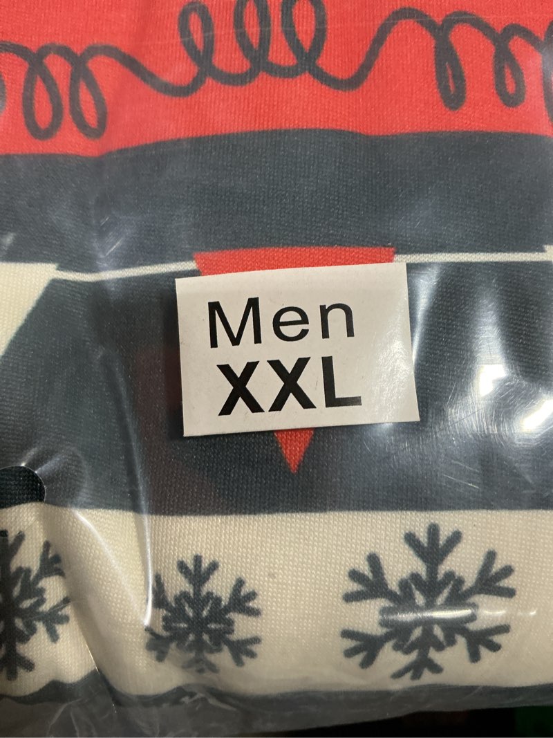 Condition photo showing New/Like New for ANGELGGH Onesie Christmas Family Matching Pajamas Adult Couples Men PJs Hooded Women Novelty One-piece Sleepwear Men XX-Large Grey Stripe