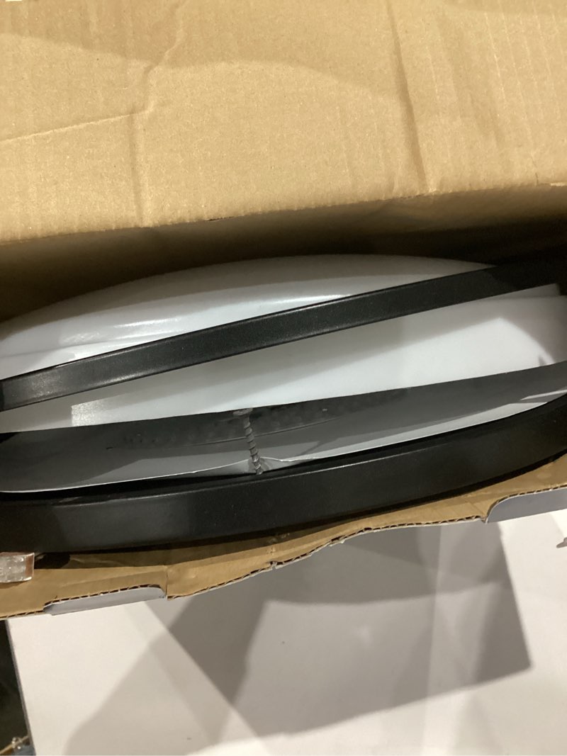 Condition photo showing As Is for project source 17-in matte black indoor 1 -light led tunable white flush mount light with plastic shade item #5209277 | model #mxl1139-l42k9027h