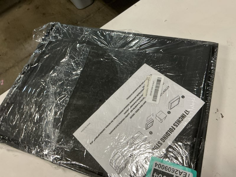 Condition photo showing As Is for Ottoman with Storage, Slim Tall Foot Rest Stool with Thicker Foam Padded Seat. Folding Leather Storage Ottoman Furniture with Handles & Side Pocket for Living Room Bedroom 350 lbs, 17x13x17in, Beige 17\"D x 13\"W x 17\"H Black 1