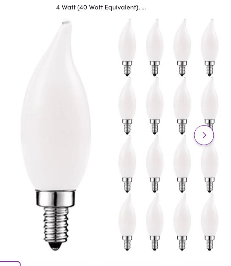  LED Chandelier Light Bulbs Dimmable 2700K Warm White Frosted LED 16 pcs