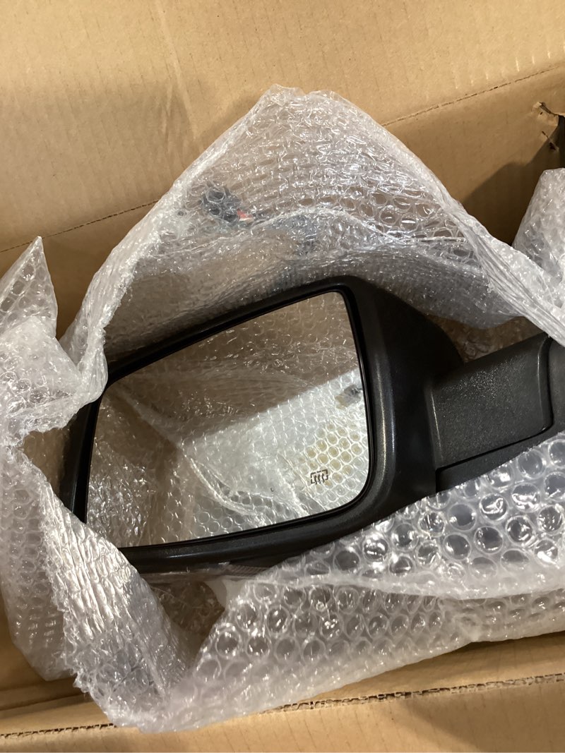 Condition photo showing Good Condition for driver side mirror compatible with 2013-2018 dodge ram 1500 2500 3500 mirrors with heated puddle lamp temperature sensor tuning led signal power fold textured black(10+2pins) black left driver side-12 pins