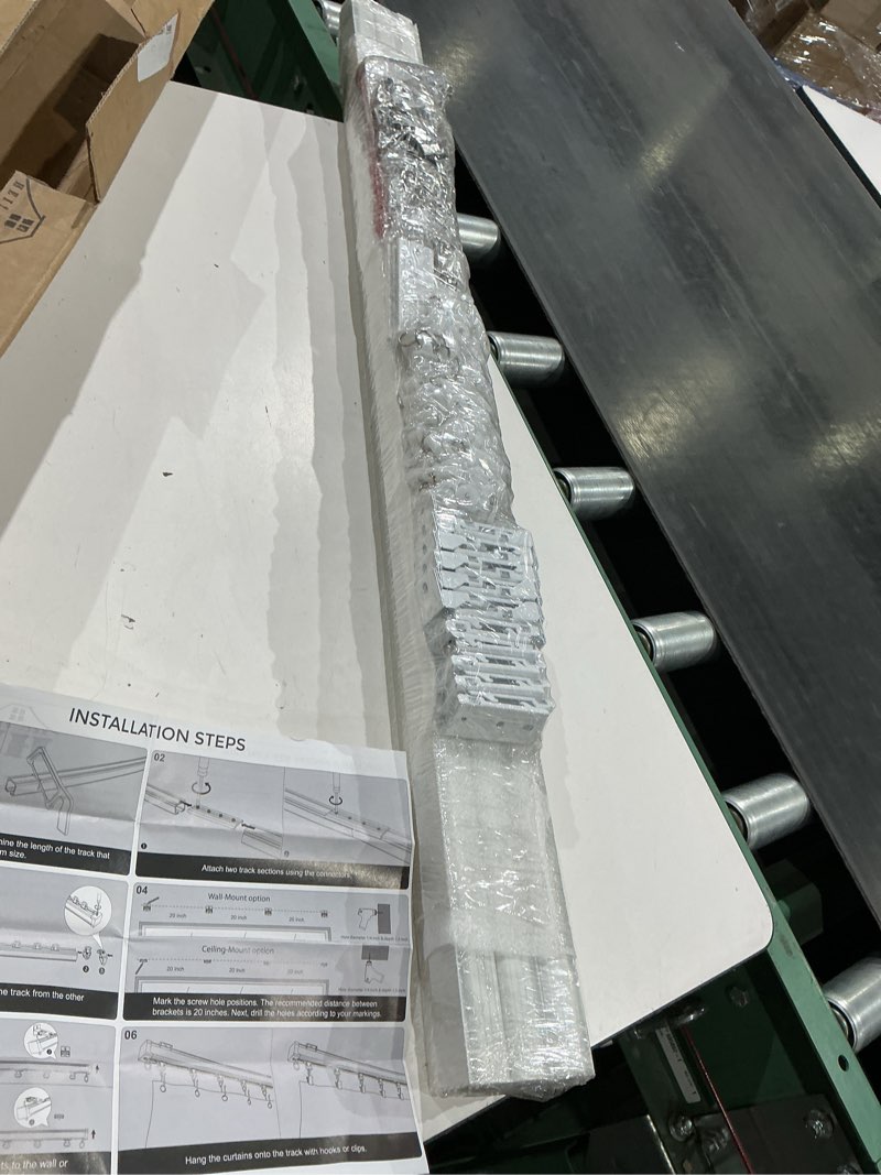 Condition photo showing As Is for silent curtain track ceiling mount white aluminum track curtains rail set, bedroom/window/hotel drop ceiling curtains tracks (without curtains & hooks) single track,