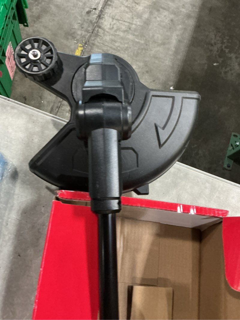 Condition photo showing As Is for hyper tough 12" 20v brushless cordless string trimmer with 20v max 2.0ah battery and charging cable