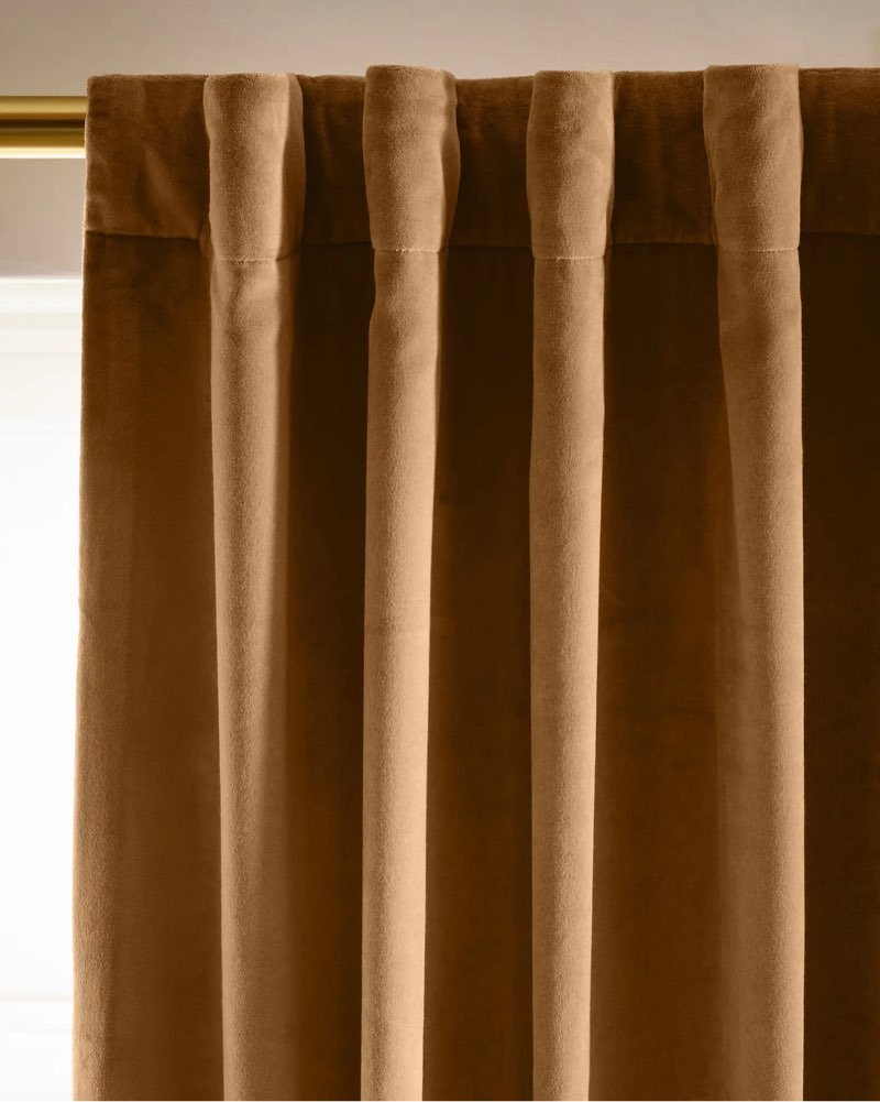 cotton velvet curtain - single panel color: camel(48inx48in)