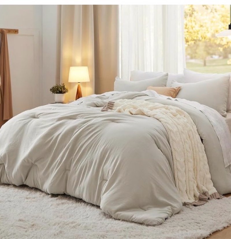 (incomplete ) bedsure queen comforter set, beige soft prewashed bedding for all seasons, 3 pieces gentlesoft™ bed set, 1 lightweight comforter (90\"x90\") and 2 pillowcases (20\"x26\")